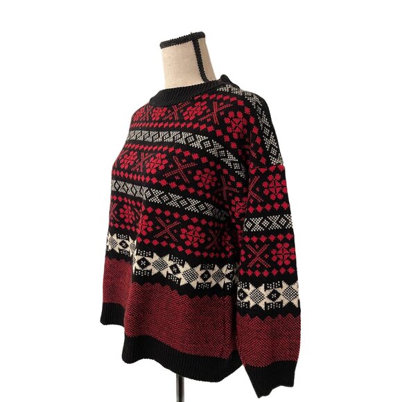 American Pride Crewneck Sweater | Red & Black Fair Isle Vintage - Picture 2 of 5